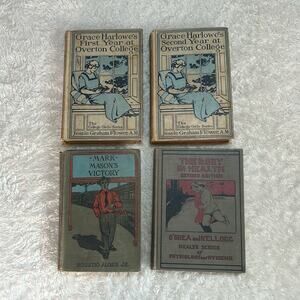 Vintage early 1900s book lot of 4 Mark Mason Alger Grace Harlowe Flower HC ACCPT